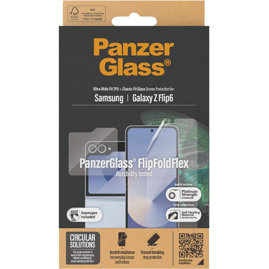 Zestaw folii PanzerGlass Ultra-Wide Fit TPU i szkła hartowanego Classic Fit Glass do Galaxy Z Flip7 FE / Z Flip6
